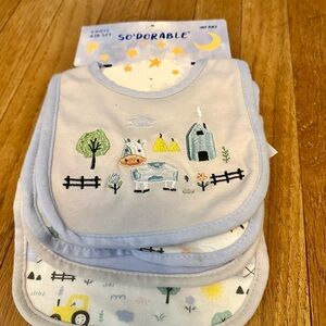 Nordstrom Farm Fun Baby Bib Set - Light Blue